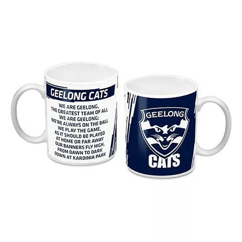 AFL Geelong Cats Team Logo and Song Ceramic Coffee Cup Mug - Gift Idea