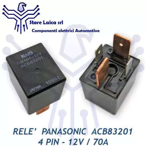 Relè 12V 70A 80A DC 4 Pin Contatti Relay Relais Panasonic Luci Auto Moto Nautica