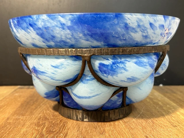 VASE DELATTE NANCY pâte de verre et fer forgé Art déco EUR 250,00