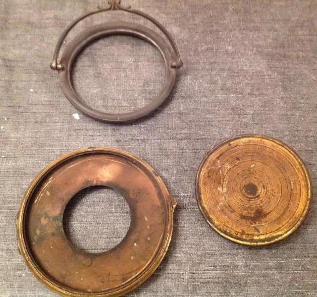 Antique Clock Case Spare Parts Bezel Back Door Unusual Carriage Handle