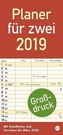 Großdruck Planer für zwei - Kalender 2019 | Buch | Zustand sehr gut