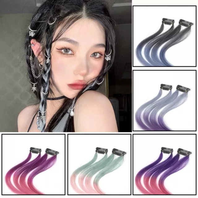 Hair Extension Hanging Ear-dye Gradient Color False Synthetic Hair Styling Tools