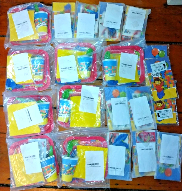LEGO Party Favor Packs Birthday Fun Plates Cups Legos Bracelets 20 Packs Lot