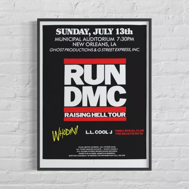 RUN DMC & Beastie Boys 'Raising Hell Tour' 1986 Concert Poster, 22"x30¼"