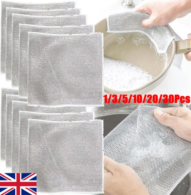 1-30PCS MULTIPURPOSE WIRE Miracle Cleaning Cloths Home Kitchen
