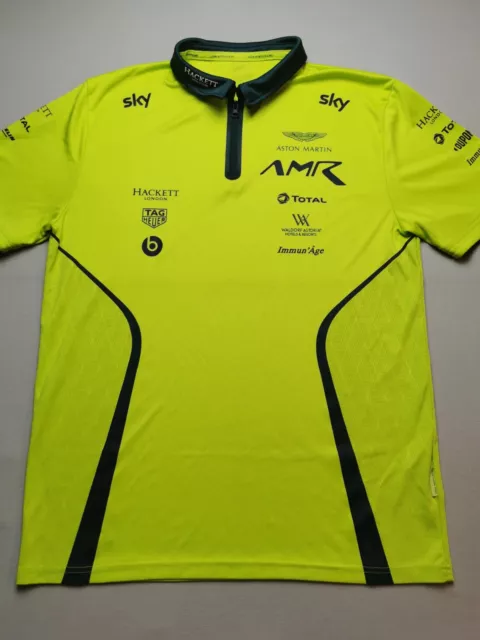 WEC x ASTON MARTIN RACING Mens Size M Team Issue Polo Shirt VGC 1/4 Zip Sponsors