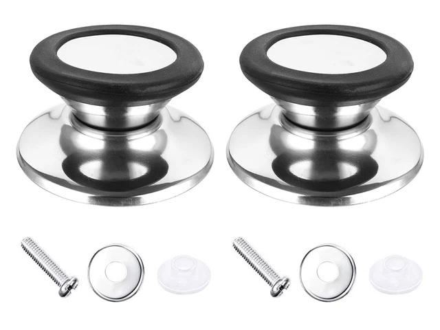 2 Pack Stainless Steel Pot Lid Handle - Universal Replacement (Black)