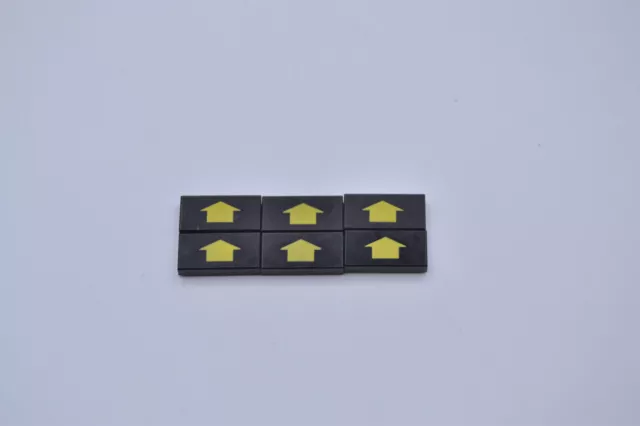 LEGO 6 x piastrelle 1x2 stampate nere piastrelle nere 1x2 with Groove Arrow 3069bp21