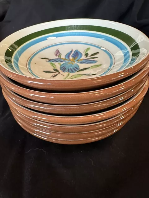 Stangl Pottery Bowls COUNTRY GARDEN Large 5.5Hand Painted Iris Flower Lot Of 7