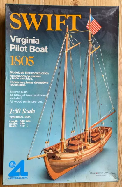 Maquette En Bois Artesania Latina 1/50 Swift Virginia Pilot Boat 1805 Incomplète