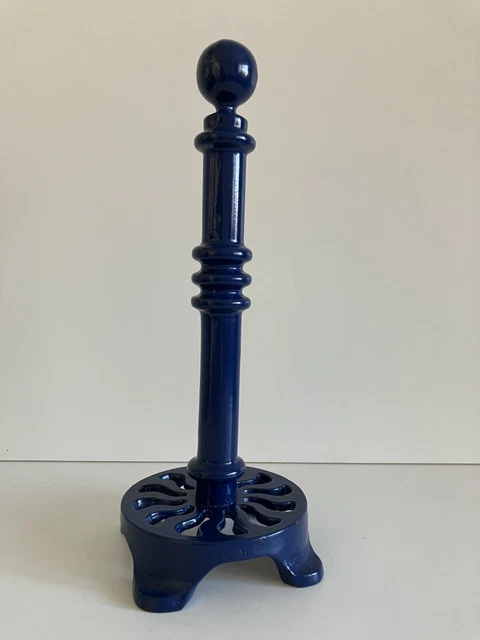 TRADITIONAL CAST IRON Blue Kitchen Roll Holder Free Standing 30 cm Tall ...