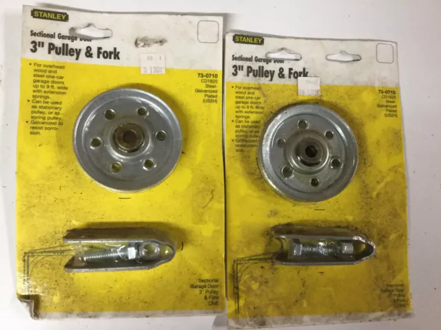 Stanley Garage Door Pulley & Fork  3 inch / 77mm Zinc Plated 73-0710 New Sealed