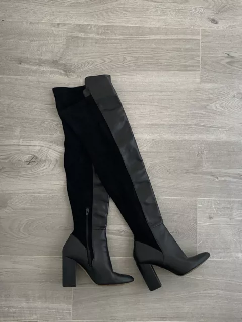 WOMENS ALDO BLACK Over Knee Thigh High Heel Boots UK 4 EU 37 US 6.5 £47 ...
