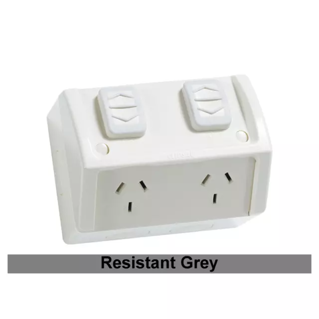 Clipsal GPO Switched Outlet Weatherproof Surface Mount Standard 2 Gang 10A 250V