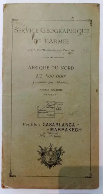 Service géographique de l'armée carte touristique Casablanca Marrakech années 30