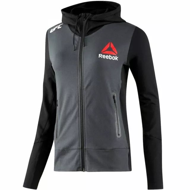 Reebok UFC Felpa con Cappuccio Bambini Training Giacca Arti Pullover Nero/Grigi