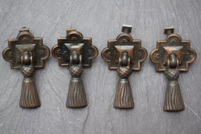 Set of 4 Reclaimed Art Nouveau Drawer Pull Handles old vintage antique knob door