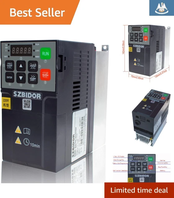 High-Performance VFD Converter - AC 220V/0.75KW 1HP 4A Single Phase to 3 Phase