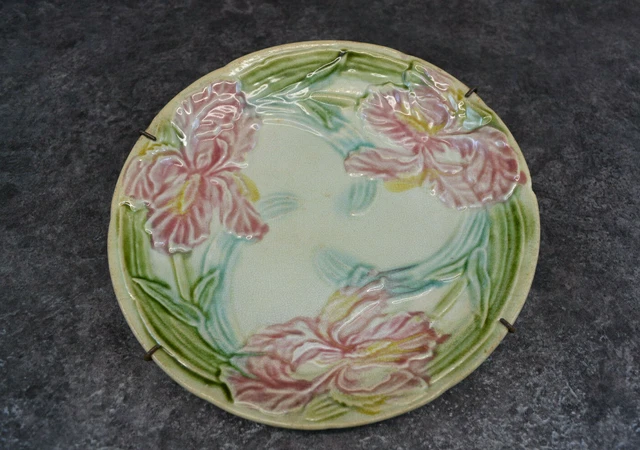 ANCIENNE ASSIETTE BARBOTINE SARREGUEMINES décor OISEAUX fleurs jaunes