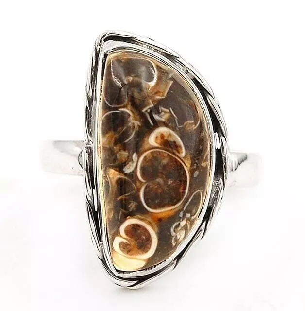 Natural Turtella Jasper USA 925 Solid Sterling Silver Ring Sz 6.5, ED14-8