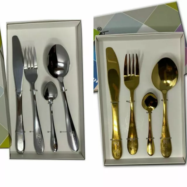 Stainless Steel Cutlery Set 4/8/16 Piece Knives Fork Spoon Kitchen Tableware Set