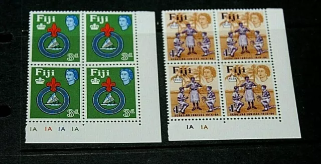 Fiji 1964 Fijian  Scouts Ann Issues  Set Of 2 In R/H Cnr Blocks 4    Fine M/N/H