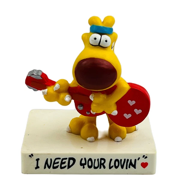 VTG Mother Goose Grimm Grimmy 1989 Rock Dog Guitar Cake Topper I Need Your Lovin