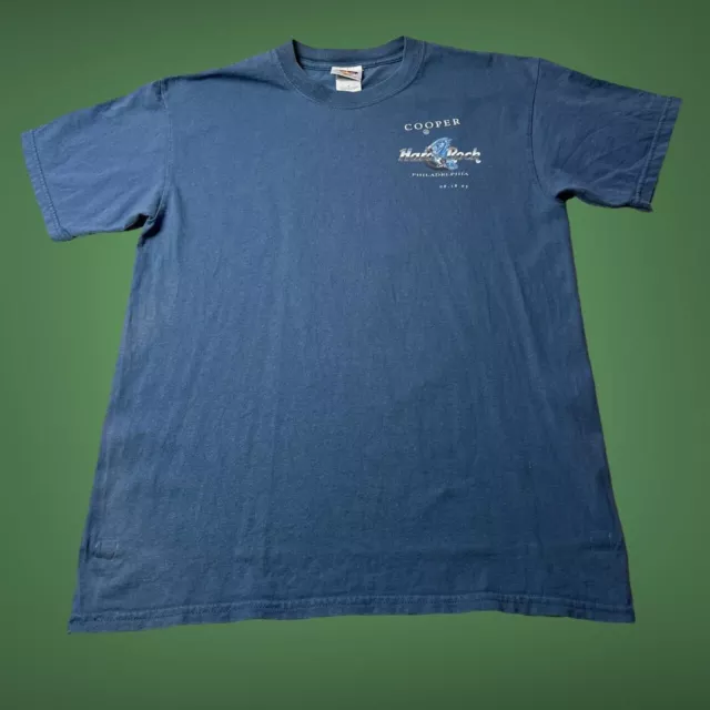 Blue Hard Rock Cafe T-Shirt Graphic Tee Travel Size Medium Philadelphia USA 2