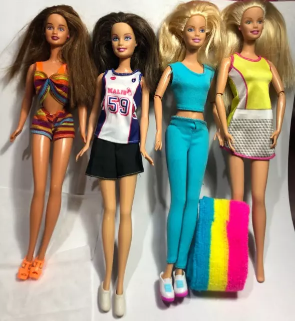 4 Mattel 90s Barbie & Teresa Vinyl leg Sports Dolls Brunette & Blonde Hair