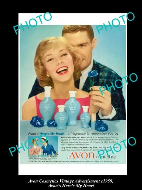 Large Historic Advertising Of Avon Cosmetics 1959 Avon Here's My Heart