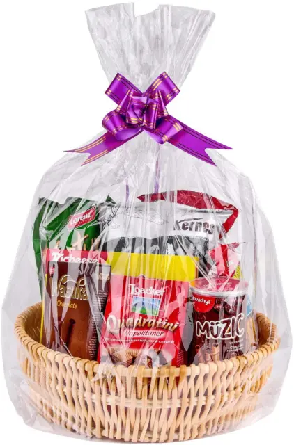 Clear Basket Bags 20Pack 24"X 30" Large Cellophane Gift Bags for Baskets