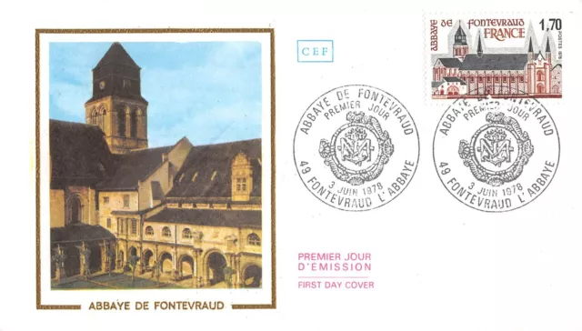 Enveloppe FDC FRANCE ABBAYE DE FONTEVRAUD 1978 n2