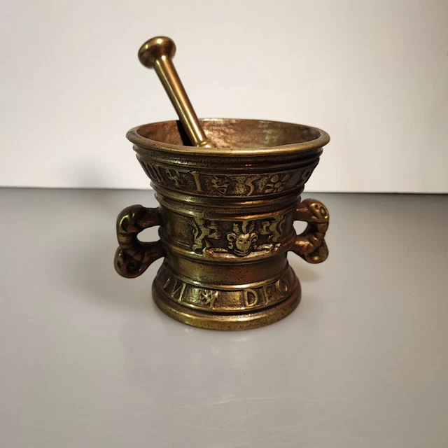 Messing Mörser  Stößel - Massiv Metall Apotheke Küchenutensilien Kupfer Bronze ?