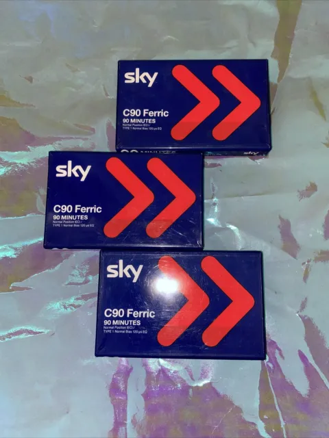 SKY C90 x3 TYPE I BLANK AUDIO CASSETTE TAPE BRAND NEW AND SEALED 90’s Ferric