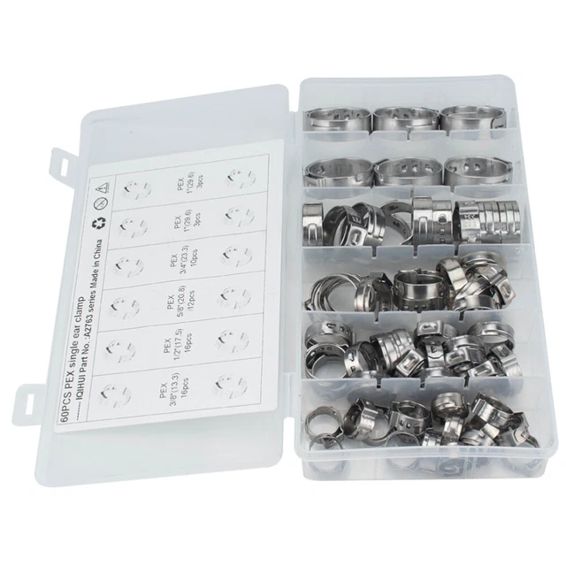 60 Pcs Worm-Drive Clamp Stainless Steel Hose Clamps American Style
