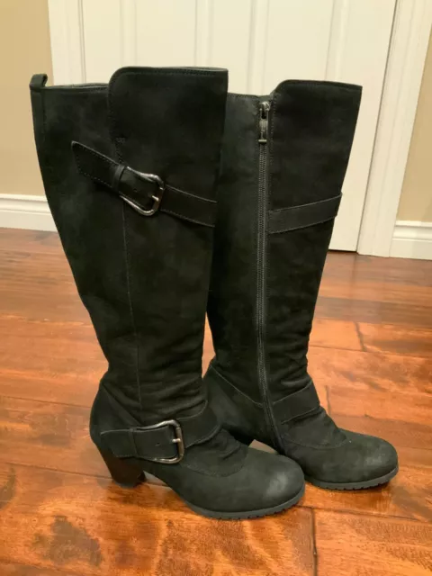 Paul Green Munchen Black Leather Knee High Boots W/ Buckles Size 7 (US) 4.5 (UK)