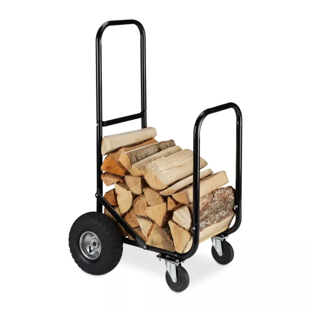 Chariot transport bois de chauffage l Trolley métal pour bois