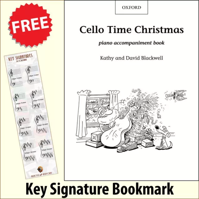 Cello Time Christmas Piano Accompaniment Music Book +FREE Key Signature Bookmark