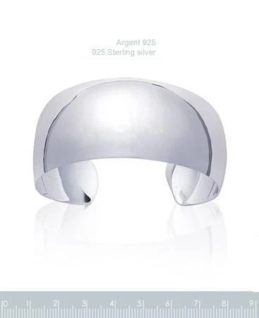 Bracelet Jonc Esclave En Argent Massif 925 - Poli Miroir, 60 Mm Ouvert - Dolly-Bijoux Paris