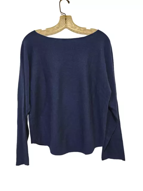 Vince Womens Cashmere Blend Sweater Blue Medium Boat Neck Long Sleeve Pullover
