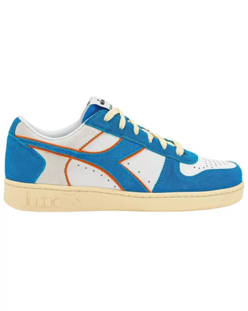 Scarpe Sneakers Diadora Magic Basket Low Suede Leather 178565 Uomo Pelle Azzurro