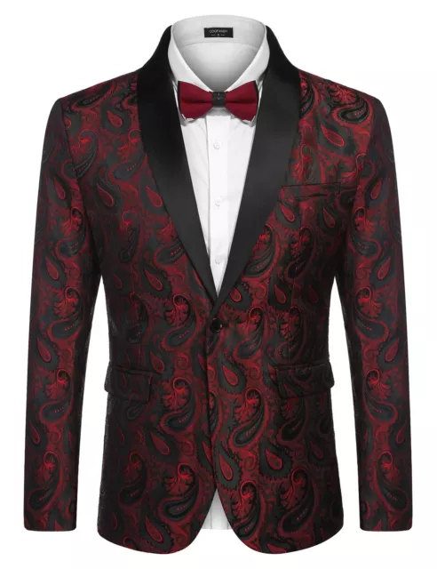 COOFANDY Mens Floral Tuxedo Jacket Paisley Shawl Lapel Suit Blazer Jacket for