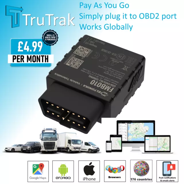 TruTrak GPS Tracking Gerät - Van Car Coach OBD II Tracker - Pay as you go