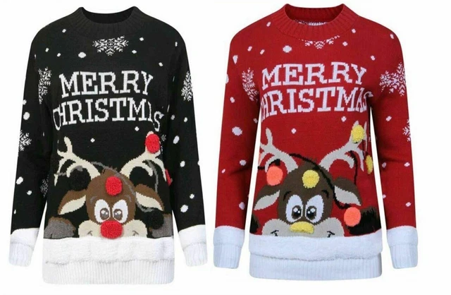 Nuovo maglione retrò bambini bambine ragazzi pom di Natale 3D pom retrò 3D