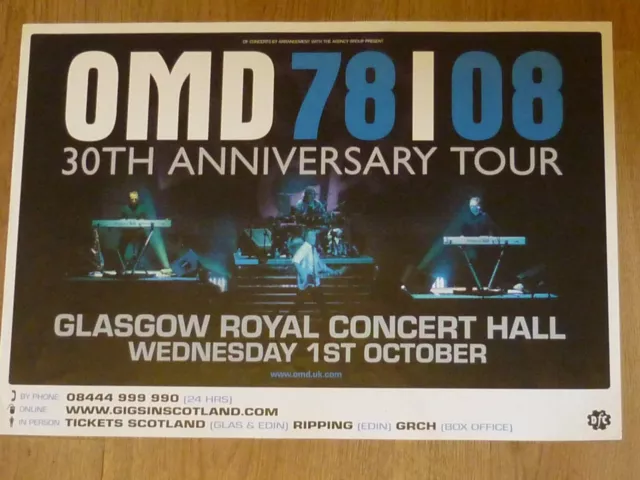 OMD concert poster 30th Anniversary Tour Glasgow 2008 music show gig memorabilia