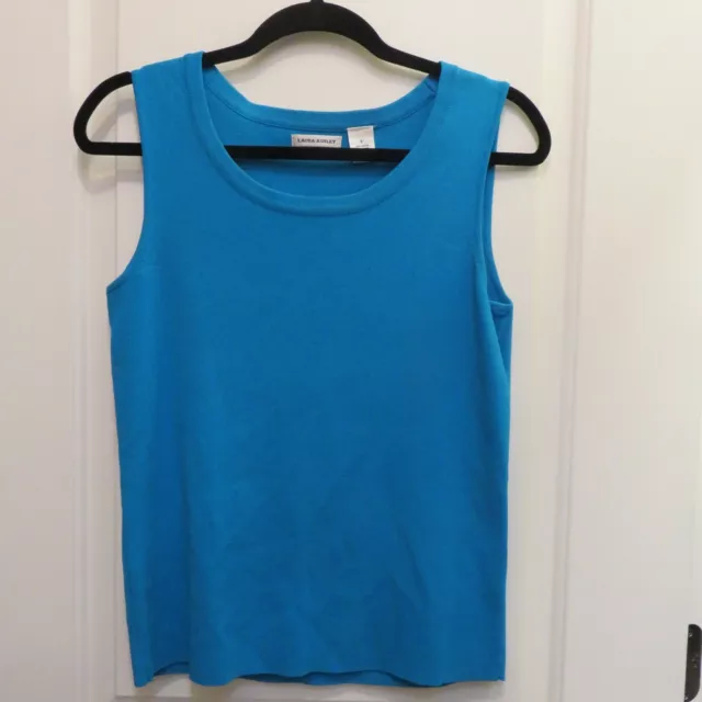 LAURA ASHLEY Sleeveless KNIT TANK SHELL AQUA BLUE SIZE SMALL