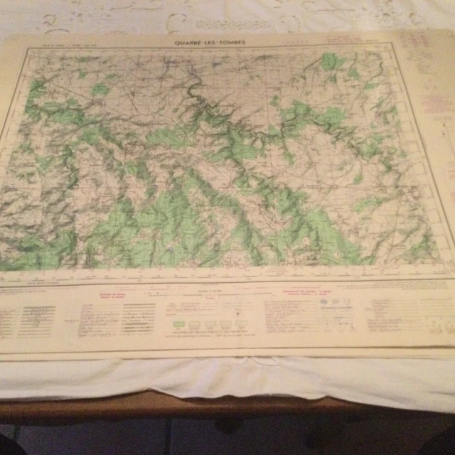 ANCIENNE CARTE GÉOGRAPHIQUE IGN Quarrelestombes Dessinée 1957 Impression 1960 EUR