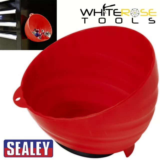 Sealey Magnetic Parts Tray Bowl Dish 150mm Non Marking Small Parts Storage Red