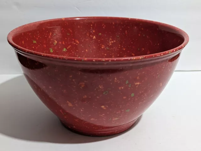 Tazón mezclador de basura moteado de confeti de melamina roja de 10" aspecto vintage cocina R. Ray