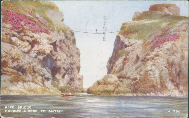 Co antrim Carrick A rede rope bridge A 390 C1939 Valentine art colour